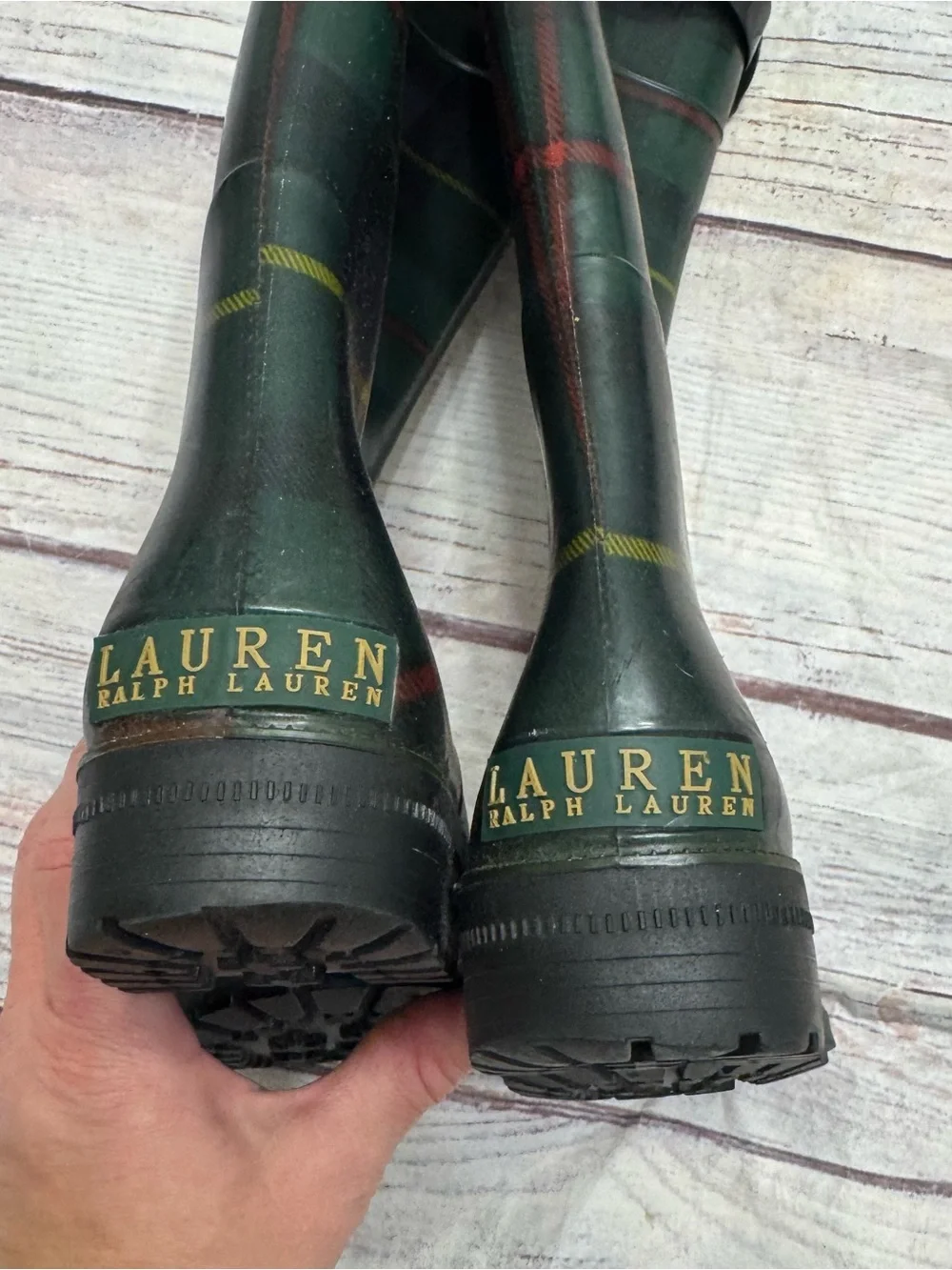 Lauren Ralph Lauren Tartan Plaid Rossalyn II Rainboots Size 8